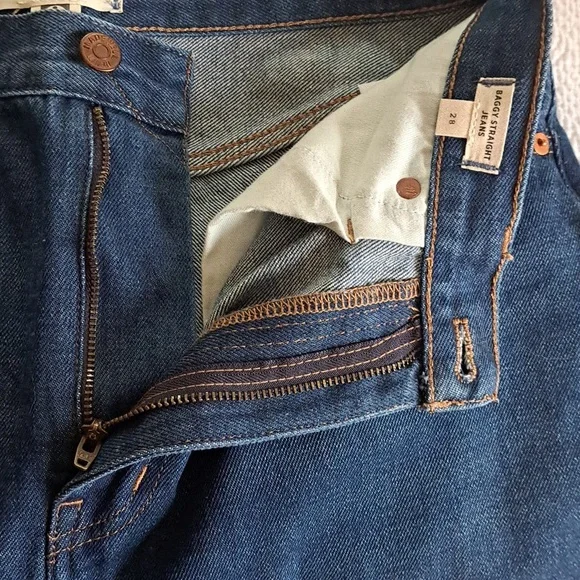 NWOT Madewell Womens Baggy Straight Medium Wash Stretch High Rise‎ Jeans Size 28